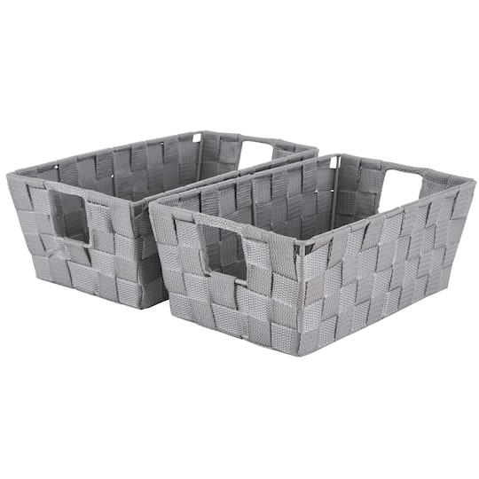 Simplify Small Grey Woven Storage Shelf Baskets, 2ct. | 11" x 7" x 5" | Michaels®